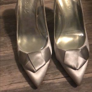Size 9, silver boutique 9 sling back heels